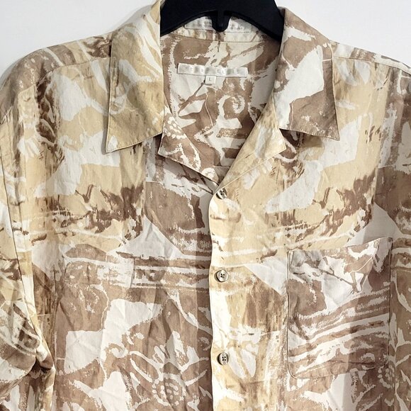 Perry Ellis Mens Short Sleeve Hawaiian Shirt Size L Button Up Silk Tribal Print - Picture 3 of 9
